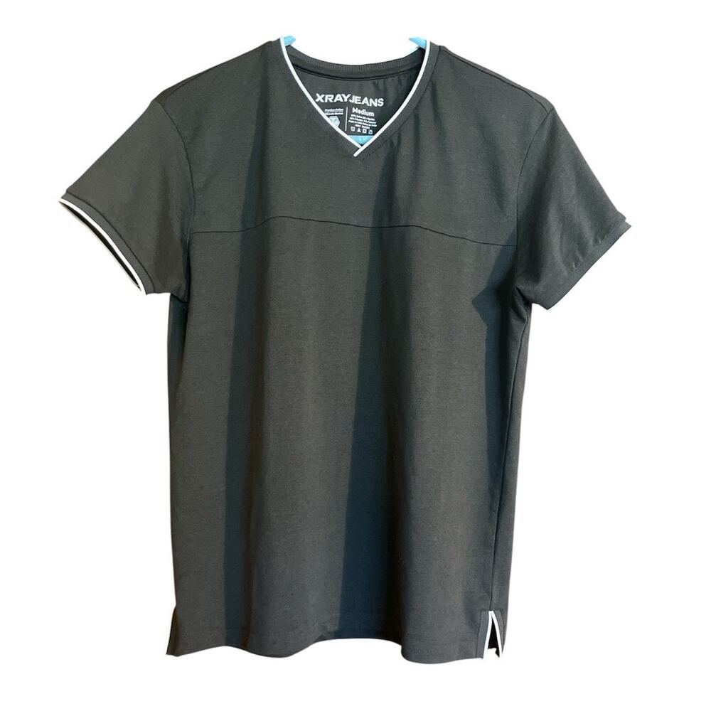 XRAY Jeans White V Neck Polo Shirt Men's Medium Ultimate Stretch